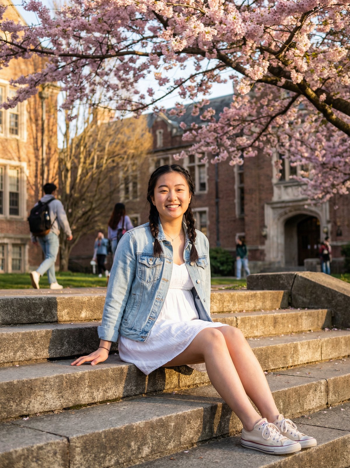 人兽传媒·人兽传媒·校园学生妹春日写真 | 樱花树下的青春记忆
